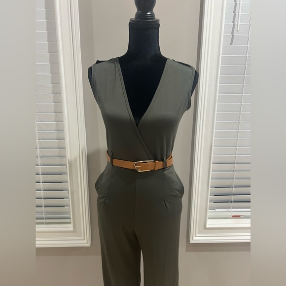 Olive Green, Wide-Leg Jumpsuit - Picture 6 of 12